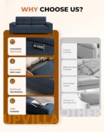 Upvilla 88.97" Modern Sofa Couch for Living Room, Deep Seat Sofas with 8”Cushion, Comfy 2-Seater Chenille Loveseat with Convertible Armrest, Removable Sofa Cover, High Leg (Blue) - Image 7