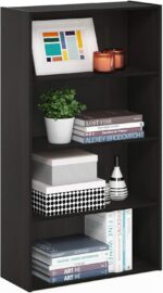 Furinno PASIR Book Shelf, 4-Tier Bookshelf, Bookcase with Open Shelf, 9.4 x 23.6 x 41.7, for Living Room, Bedroom, Home Office, Espresso - Image 2
