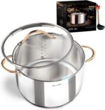 8 Quart Stock Pot, 3 Ply Whole Clad Stainless Steel Stock Pot, 8 QT Cooking Pot with Lid, Induction Pot for Cooking, 18/10 Stainless Steel Cookware Stockpots Oven, Gas and Dishwasher Safe - Image 2