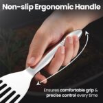 Stainless Steel Fish Spatula Set – 1 Large Fish Turner + 1 Small Metal Spatula, Ultra Thin Edge for Easy Turning & Flipping, Metal Kitchen Untensils with Ergonomic Non-Slip Handle, Dishwasher Safe - Image 5