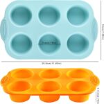 2PCS Silicone Muffin Cupcake Pan Molds, Ohola 6-Cavity Nonstick Silicone Muffin Pans for baking, Perfect for Cupcakes, Muffin, Brownies and More, BPA Free, 2 Pack (Orange and Peacock Blue) - Image 3