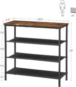 VASAGLE Shoe Rack, 4-Tier Shoe Storage Organizer for Entryway and Closet, Holds 9-12 Pairs of Shoes, 3 Fabric Shelves, Steel Frame, Industrial, Rustic Brown and Black ULBS035B01 - Image 4