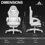 White Gaming Chair,Ergonomic Massage Computer Office Desk Chair with Footrest,Pocket Spring Cushion,Reclining Leather Adjustable Gamer Chair with Headrest and Lumbar Support,White - Image 4