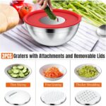 ENVTEK Mixing Bowls with Lids Set, 7 PCS Stainless Steel Mixing Bowls with 3 Grater Attachments, Size 4.5, 4, 3.5, 2.1, 1.5, 1.1, 0.7QT, Ideal for Kitchen Cooking Baking & Serving - Image 4