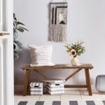 Wnutrees 43" Farmhouse Wood Bench, Narrow Bench, Long Bench Seat for Entryway, Living Room, Dining Room, Solid Wood, Natural - Image 5