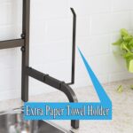 SAYZH Over The Sink Dish Drying Rack, Adjustable (25.5 to 33.5 inch) 2 Tier Metal Steel Dish Drying Racks for Kitchen Counter with Hooks Paper Towel Utensil Cup Holder Sink Caddy (Black) - Image 6