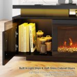 YGEOMER TV Stand with Fireplace, 67in Entertainment Center with Opening Shelves Modern Storage Cabinets and LED Lights, for 80 Inch TVs, for Living Room, Black - Image 6
