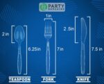 Party Bargains Disposable Cutlery set, SAPPHIRE Design, Clear Color, 360 Pieces: 180 Forks, 120 Spoons, 60 Knives - Image 4