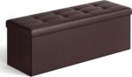 SONGMICS MAZIE Collection - 43 Inches Folding Storage Ottoman Bench, Ottoman with Storage, Foot Rest Stool, Load 660 lb, for Living Room, Synthetic Leather, Brown ULSF703 - Image 2