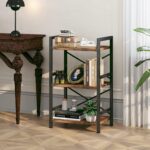 Homeiju Bookshelf, 3 Tier Industrial Bookcase, Metal Small Bookcase, Rustic Etagere Book Shelf Storage Organizer for Living Room, Bedroom, and Home Office(Rustic Brown) Patent Pending D29873033 - Image 5