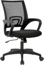 BestOffice | Ergonomic Office Chair | Mid-Back Swivel Desk Chair | Breathable Backrest & Lumbar Support | Adjustable Height | Sponge Seat | Rolling Wheels | Black | for Adults & Women - Image 2