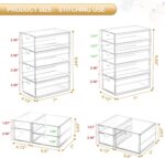 caktraie Makeup Organizer Storage with 16 Drawers, 4 Pcs Desktop Office Supplies, Desk Organizers, Clear Accessories, Dustproof Storage Drawer and for Make Up, Jewelry, Pen, Stationary - Image 3