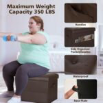 Storage Ottoman Foot Rest Stool, Foldable Leather Footstool Storage Bench with Thicker Foam Padded Seat. Foot Rest Under Desk for Living Room Bedroom 350 lbs, 17x13x13 in, Brown - Image 7