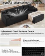 Cloud Sectional Couch,105 Inch Modular Sectional Sofa with Deep Seat,Modern Corduroy Boneless Couches with L-Shape Chaise for Living Room Bedroom,No Assembly Required (Black, Right Facing Chaise) - Image 6