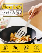Pack of 2 Silicone Cooking Spatula, Heat Resistant Solid Turner, Non Stick Slotted Spatulas with Wooden Short Handle,Ideal Wood Kitchen Utensils Set for Frying, Baking, Flipping, Turning - Image 4
