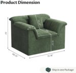 51" Cloud Sectional Couch, Modern Modular Sofa with Deep Seat, Comfy Compressed Single Sofa, Upholstered Corduroy Couches for Living Room, No Assembly Required, Green - Image 3