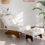 MAXYOYO Accent Chair with Ottoman Adjustable Backrest, Tufted Living Room Chair Upholstered Lounge Chair with Footrest Set, Modern Chair Cozy Reclining Chair for Reading Room, Beige - Image 2