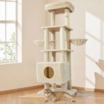 Gardner Pet 65in Heavy Duty Cat Tree Tower for Large Cats, Multi-Level Cat Furniture with Replaceable Sisal Scratching Post, Hammock | Extra-Large Platform & Condo (Beige) - Image 2
