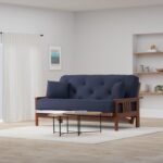 Nirvana Futons Stanford Futon Set - Queen Size Futon Frame with Mattress Included (8 Inch Thick Mattress, Twill Navy Blue Color), Heavy Duty Wood, Popular Sofa Bed Choice - Image 3