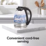 Hamilton Beach Glass Electric Tea Kettle, Water Boiler & Heater, 1 Liter, 1500 Watts for Fast Boiling, BPA Free, Cordless Serving, Auto-Shutoff & Boil-Dry Protection, Soft Blue LED (40930) - Image 7