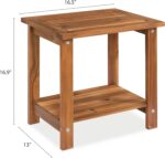 Double Adirondack Side Table, Weather-Resistant Rectangular End Table for Patio, Garden, Lawn, and Living Room. Ideal as a Stylish Indoor and Outdoor Side Table Companion, Natural - Image 4