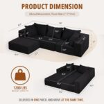 Vamcheer Modular Sectional Sofa with Chaise, Modern L Shaped Cloud Couch with Deep Seat, Sectional Couches for Living Room, Bedroom, Office, No Assembly Required, Black - Image 3