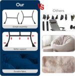 Congermom Lazy Chair with Folding Ottoman Modern Large Accent Chair,Contemporary Lounge Leisure Sofa Chair with Armrests Upholstered Sofa Armchair Reading Chair for Bedroom,Dorm & Office(Navy-f) - Image 7