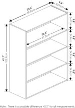 Furinno PASIR Book Shelf, 4-Tier Bookshelf, Bookcase with Open Shelf, 9.4 x 23.6 x 41.7, for Living Room, Bedroom, Home Office, Espresso - Image 8