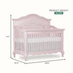 évolur Aurora 5-in-1 Convertible Full-Size Baby Crib in Dusty Rose, GreenGuard Gold & JPMA, 3 Mattress Heights, Ribbon Bow Scrollwork & Queen Anne Feet, Converts to Toddler, Day & Full-Size Bed - Image 4