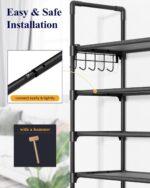 Kitsure Shoe Rack for Closet - 10-Tier Shoe Organizer with Hook Rack, Large-Capacity & Space-Saving Shoe Shelf for Entryway, Bedroom, Living Room,32.2" x 11.8" x 68.5", Black - Image 8