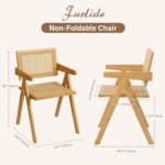 Rattan Dining Chairs Set of 2, Modern Mid Century Accent Chairs, Comfy Armchairs, Outdoor Rattan Chairs with Armrest for Bedroom Living Room Reading Room Dining Kitchen - Image 3