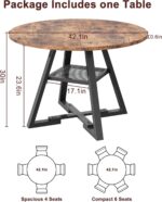Round Dining Table for 4,Kitchen Dining Room Circle Dinner Pedestal Table,Space Saving Wood Kitchen & Dining Room Furniture (Vintage, 42In) - Image 3