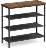 VASAGLE Shoe Rack, 4-Tier Shoe Storage Organizer for Entryway and Closet, Holds 9-12 Pairs of Shoes, 3 Fabric Shelves, Steel Frame, Industrial, Rustic Brown and Black ULBS035B01 - Image 2