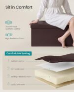 SONGMICS MAZIE Collection - 43 Inches Folding Storage Ottoman Bench, Ottoman with Storage, Foot Rest Stool, Load 660 lb, for Living Room, Synthetic Leather, Brown ULSF703 - Image 6