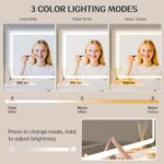 Haewon White Makeup Vanity with Lighted Mirror and Charging Station, Vanity Table Set with Adjustable Lighting, 4 Drawers, Storage Chair for Bedroom - Image 5