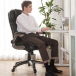 Executive Office Chair-Ergonomic Computer Desk Chair, High Back Leather Chair with Padded Flip-up Arms, Swivel Home Office Chair Upgraded Caster-Black - Image 11