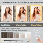 Vanity Desk with LED Lights Mirror & Power Outlet, Small Makeup Vanity Table Set with Storage Drawers & Chair, 3 Lighting Modes & Adjustable Brightness, Dressing Table for Women Girls Bedroom, Grey - Image 5