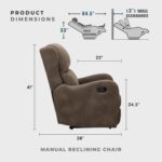 Lexicon Manual Recliner Chair, Reclining Sofa Chair, Home Theater Seating, Wall Hugger, Manual Recliner for Living Room/Office/Apartment, Easy Assembly, Brown Polished Microfiber - Image 3
