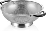 Tiawudi 18/8 Stainless Steel Colander, Easy Grip Micro-Perforated 5-Quart Colander, Strainer with Riveted and Heat Resistant Handles, BPA Free. Great for Pasta, Noodles, Vegetables and Fruits - Image 2