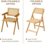 Rattan Dining Chairs Set of 2, Modern Mid Century Accent Chairs, Comfy Armchairs, Outdoor Rattan Chairs with Armrest for Bedroom Living Room Reading Room Dining Kitchen - Image 5