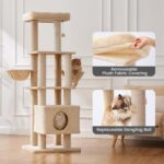 Gardner Pet 65in Heavy Duty Cat Tree Tower for Large Cats, Multi-Level Cat Furniture with Replaceable Sisal Scratching Post, Hammock | Extra-Large Platform & Condo (Beige) - Image 3