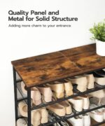 HOOBRO Shoe Rack for Entryway, 5-Tier Shoe Organizer with Adjustable Mesh Shelves, 16-20 Pairs of Shoes, Spacious Floor Mount, Metal, Industrial, Shoe Shelf for Closet, Rustic Brown BF12XJ01 - Image 9