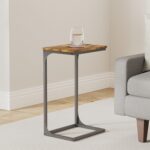 VASAGLE C-Shaped End Table, Side Table for Sofa, Couch Table with Metal Frame, Small TV Tray Table for Living Room, Bedroom, Rustic Brown and Black - Image 3