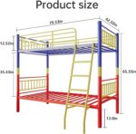 Metal Bunk Bed Twin Over Twin,Twin Bunk Beds for Adults & Kids with Ladder and Guardrail,Heavy Duty Metal Slats Support No Box Spring Needed Small Space Saving Furniture for Bedroom Dorm - Image 3