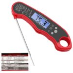 Lonicera Meat Thermometer Digital for Cooking Food. Waterproof & Instant Read for Kitchen Baking, BBQ. with Foldable Probe, Backlight & Calibration (Red) - Image 2