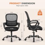 Sweetcrispy Home Office Desk Chair, Ergonomic Mid-Back Mesh Rolling Work Swivel Chairs with Wheels, Comfortable Lumbar Support, Comfy Arms for Bedroom,Study,Student - Image 8