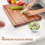 Large Acacia Wood Cutting Boards for Kitchen, 24 x 18 Inch Extra Large Wooden Cutting Board with Juice Groove, Reversible Butcher Block Cutting Board for Meat and Veggies - Image 5