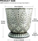 Gepege 6 Inch Beaded Ceramic Planter Set of 2 with Drainage Hole and Saucer for Plants, Indoor-Outdoor Large Round Succulent Orchid Flower Pot (Smoked Gray, Inner-pots not Larger Than 5 Inch) - Image 4