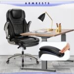 Executive Office Chair-Ergonomic Computer Desk Chair, High Back Leather Chair with Padded Flip-up Arms, Swivel Home Office Chair Upgraded Caster-Black - Image 8