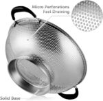 Tiawudi 18/8 Stainless Steel Colander, Easy Grip Micro-Perforated 5-Quart Colander, Strainer with Riveted and Heat Resistant Handles, BPA Free. Great for Pasta, Noodles, Vegetables and Fruits - Image 5